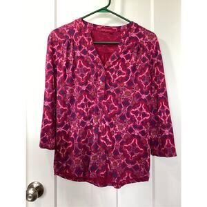 Fresh Produce 3/4 sleeve top cotton pink and purple women's size small